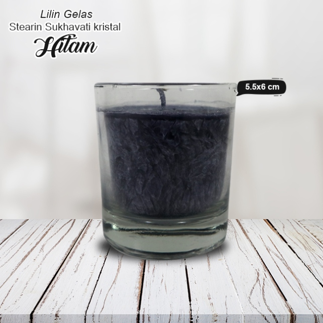 Lilin Hitam Gelas Dekorasi Hiasan Sterain Marble Kristal Sukhavati