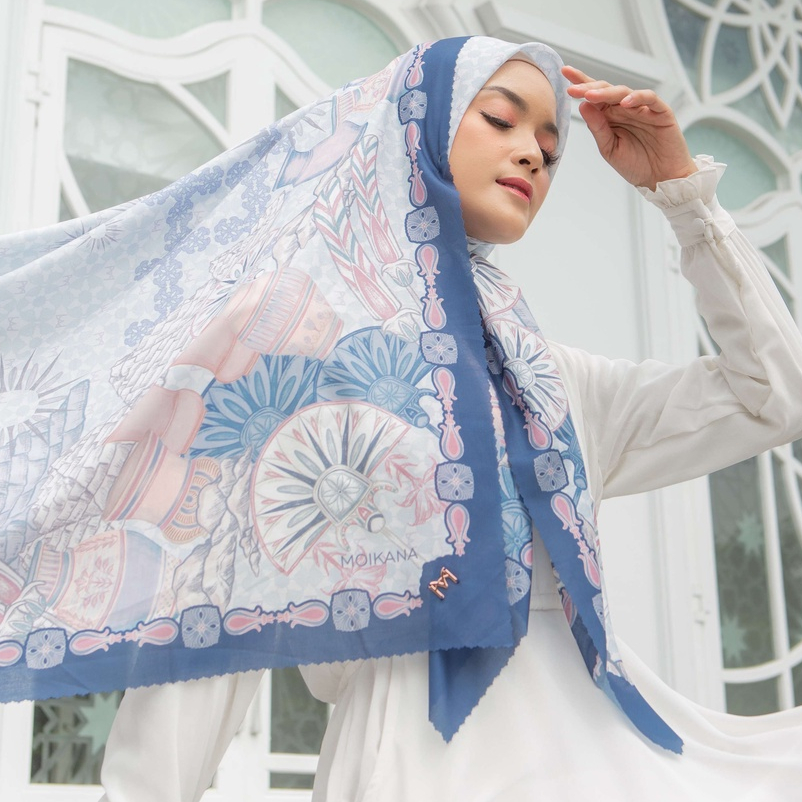 EGYPTIAN TREASURES - LAPIS NAVY - VOILE SQUARE / PRINTING SCARF / PRINTING HIJAB / VOAL PRINTING