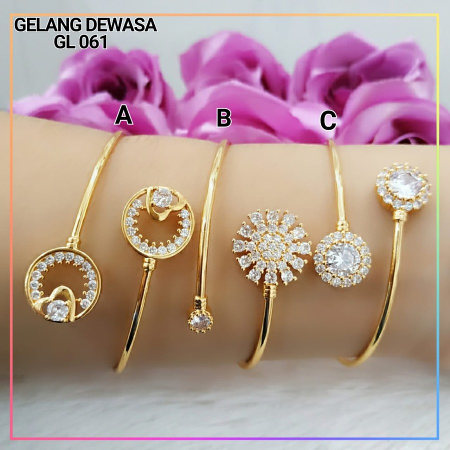 Gelang xuping gelang bangle dewasa full mata bunga perhiasan lapis emas gold GL 061