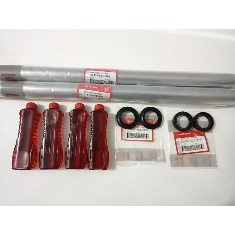 PAKET AS SHOCK SOK DEPAN MEGA PRO VERZA MEGAPRO NEW MEGA PRO NEW HONDA KYE 1SET 2pcs sesuai foto isi :  - 2pcs as shock - 2pcs seal shock - 2pcs seal abu - 4pcs oil shock