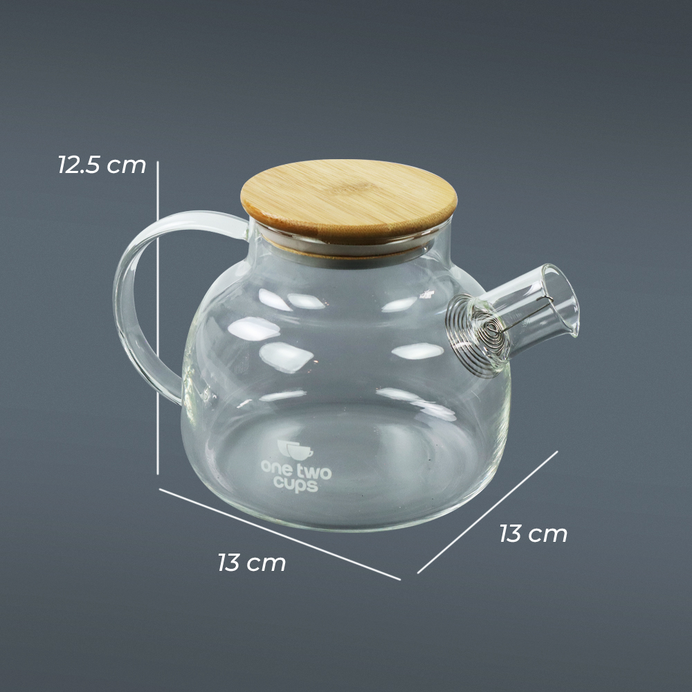 One Two Cups Teko Pitcher Teh Chinese Teapot Maker Borosilicate Glass 1L - BR-384 - Transparent