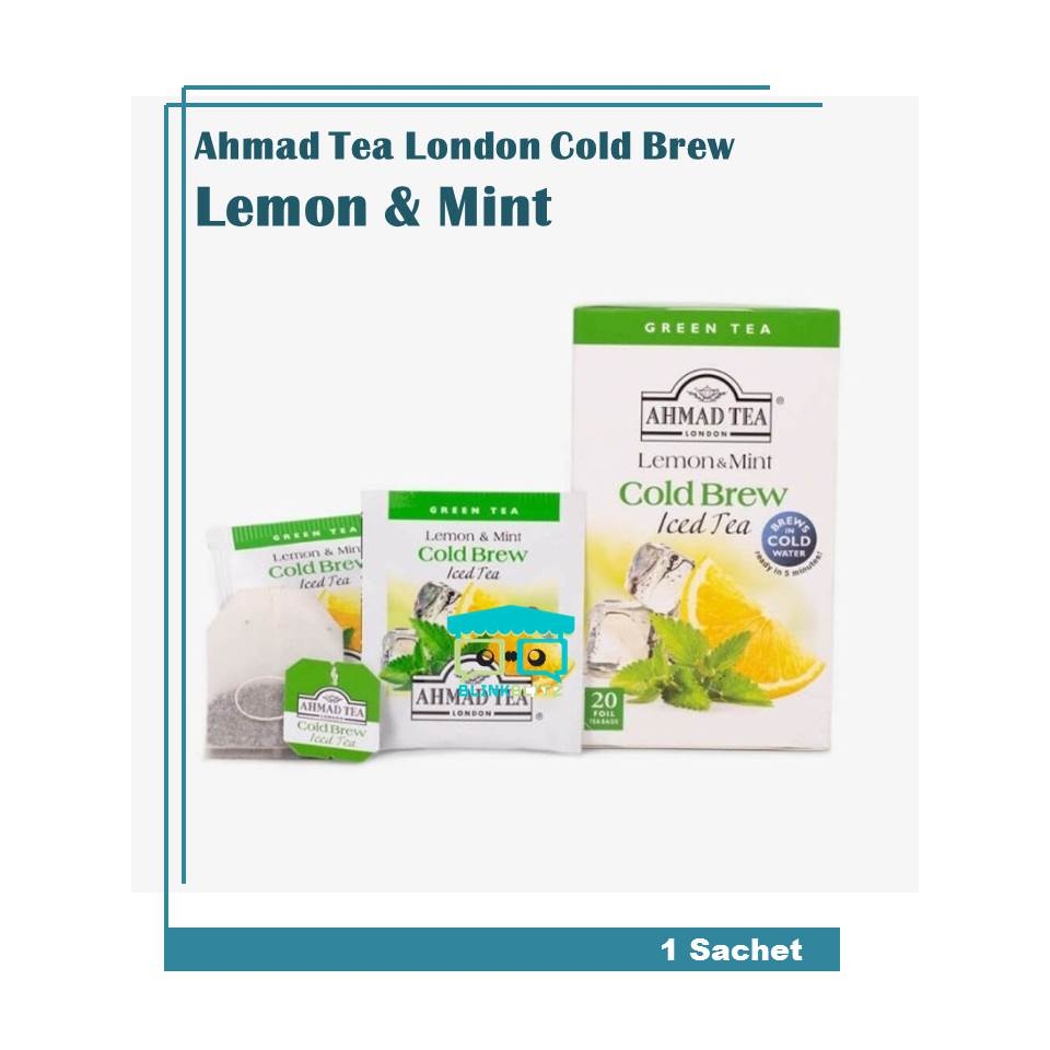 SACHET Ahmad Tea London Green Tea COLD BREW LEMON &amp; MINT Teh Hijau Iced Tea