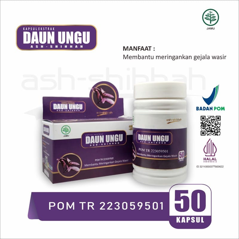 KAPSUL HERBAL DAUN UNGU ASH-SHIHAH ORIGINAL OBAT WASIR / AMBEIEN / AMBEYEN AMPUH