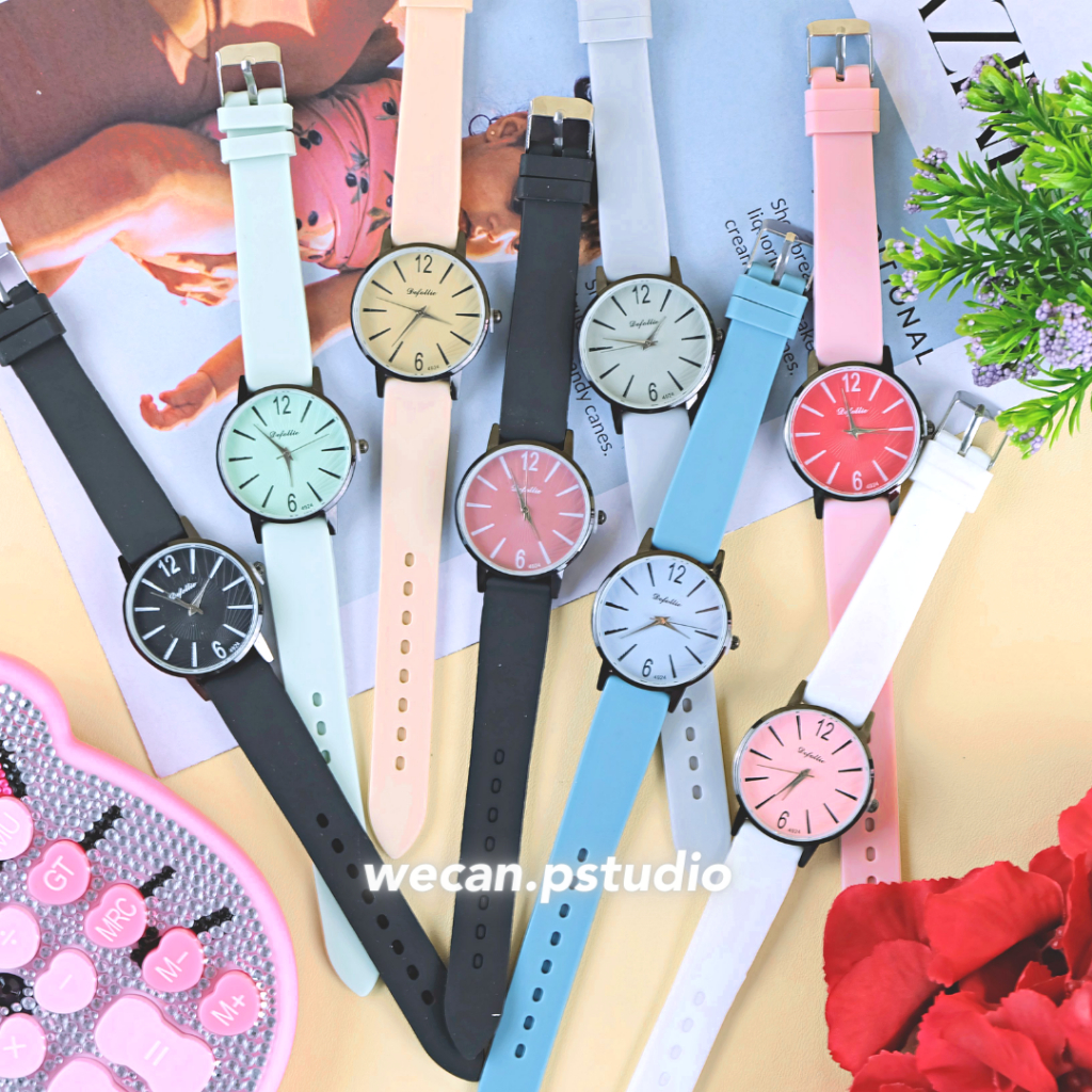 F86  JAM TANGAN WANITA WATERPROOF FASHION KOREA DESIGN CASUAL TALI KARET