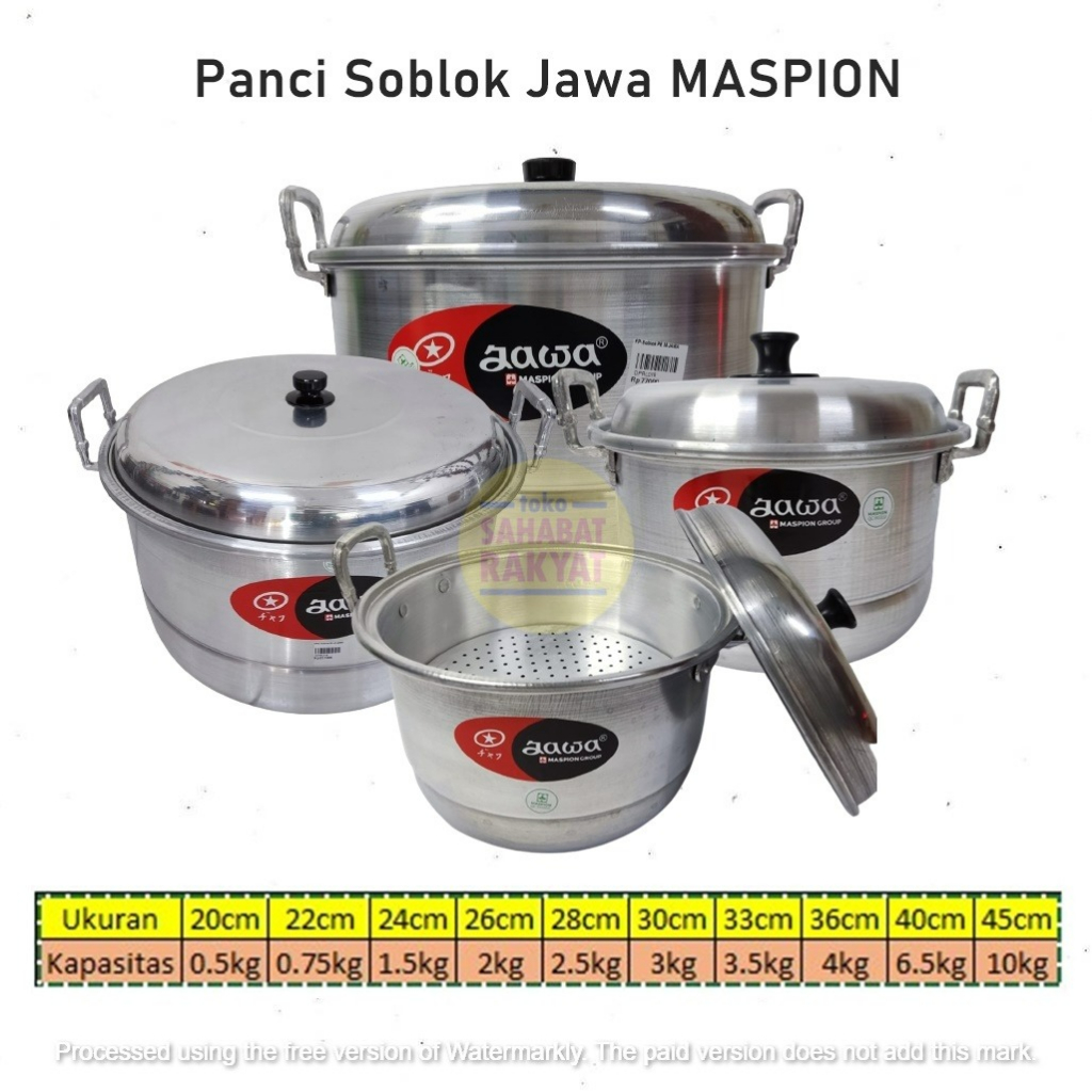 DPRL017 Panci Soblok/Panci Kukus/Dandang Jawa Soblok PE 36 Maspion