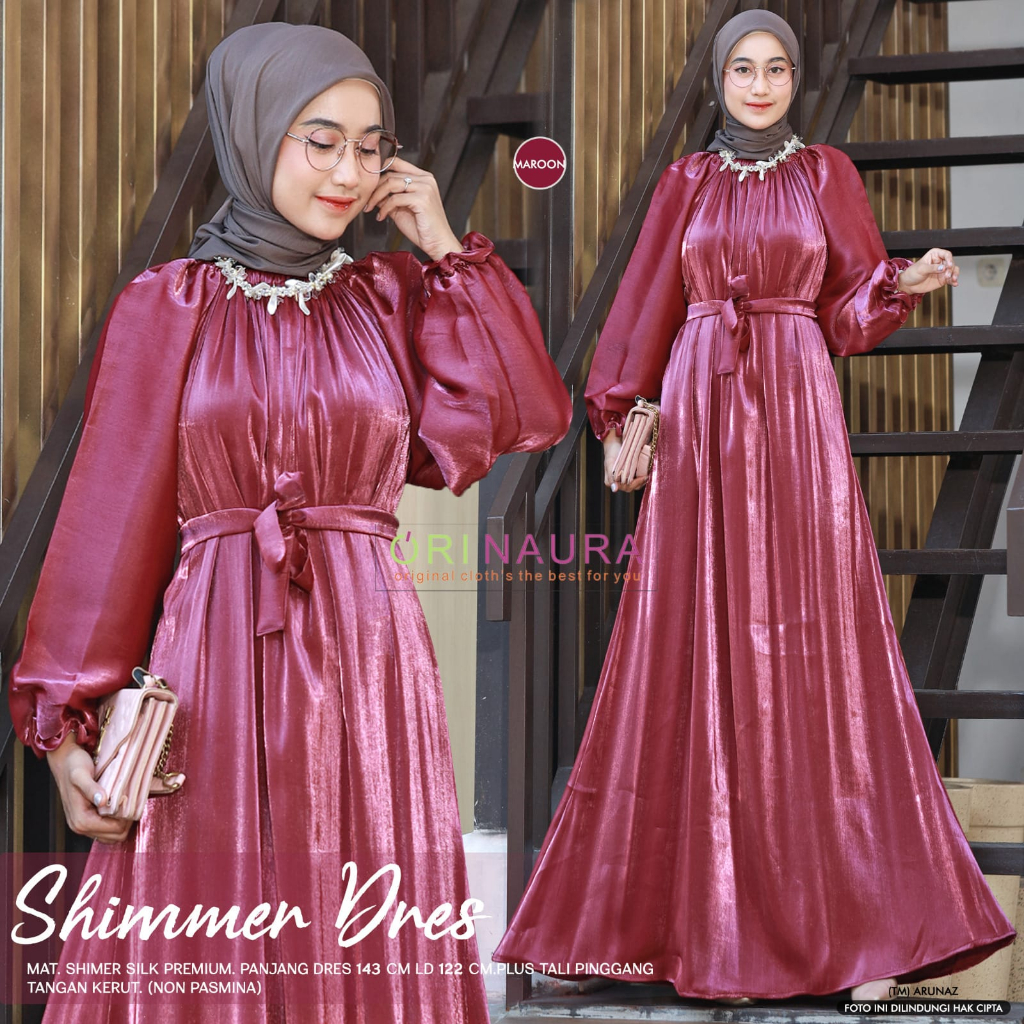 Ukisa Dress Gamis Muslim Matt Shimer Silk Premium Ziper Depan Busui Original By Adieva Orinaura