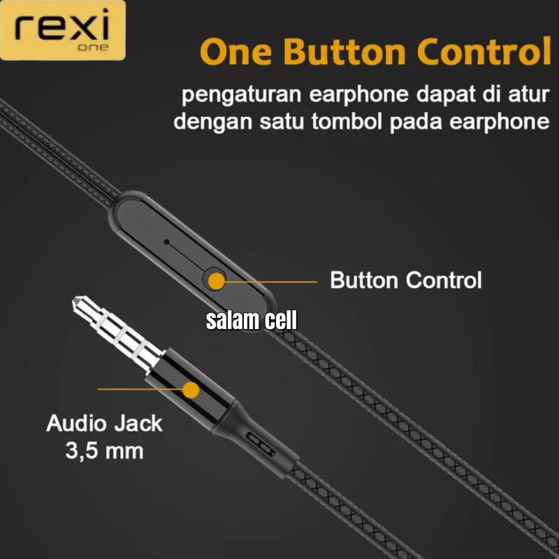 Headset REXI AS09-P Extra Bass One Button Control Clear Sound Original