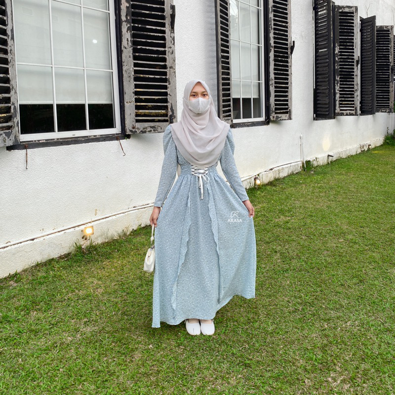 Arasa Hijab - CHESSY DRESS Motif | Korean Dress | Dress kondangan | Dress Lebaran | Dress Cantik
