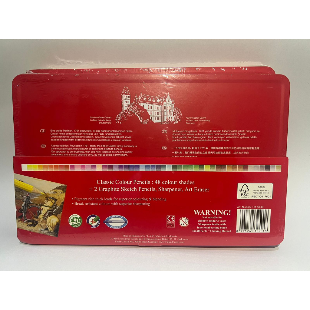

RB Pensil Warna Faber Castell 48 Classic Kemasan Kaleng (Tin Case) Free Rautan