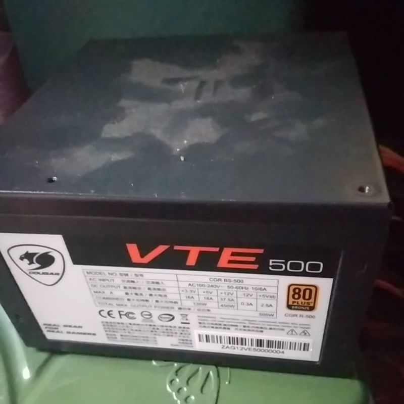 COUGAR VTE 500W 80+ Bronze ATX Power Supply PSU