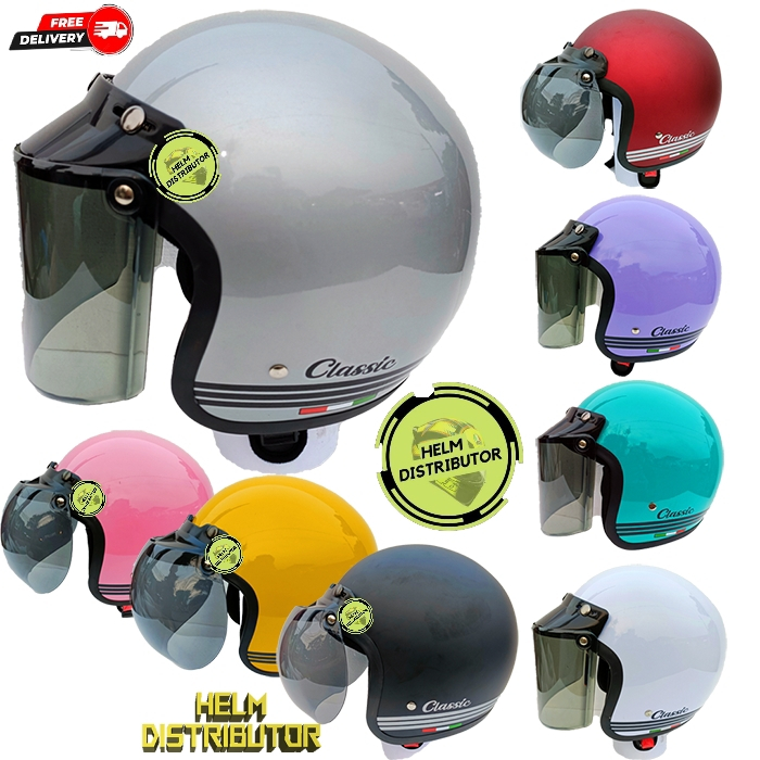 HELM BOGO CLASSIC MURAH UNTUK  DEWASA KACA DATAR DAN KACA CEMBUNG  UNTUK PRIA DAN WANITA COD