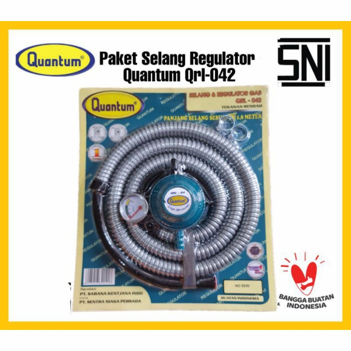 Quantum QRL 032 Regulator + Selang (1 paket) quantum spiral selang regulator kompor gas quantum qrl-032 low pressure