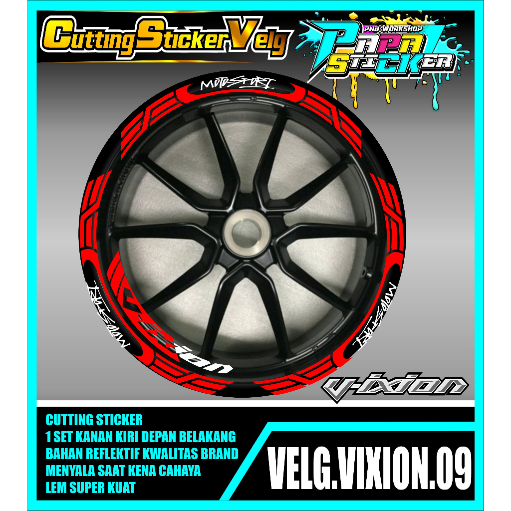 STIKER VELG VIXION  CUTTING STICKER VELG VIXION  CUTTING VARIASI YAMAHA VIXION LIS BAN/VELG 09