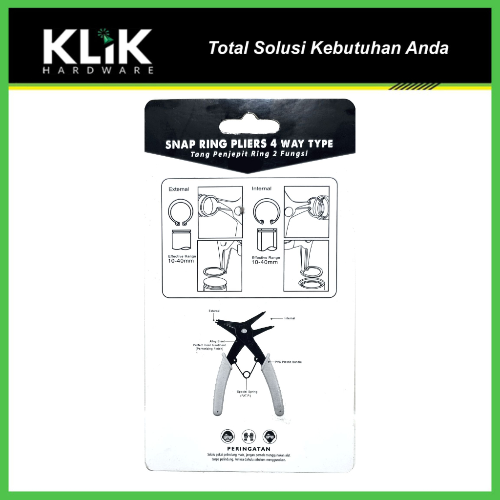 KDK Tang Snap Ring Circlip 2-In-1 Lurus Buka Tutup 10 - 40 mm 2 Fungsi