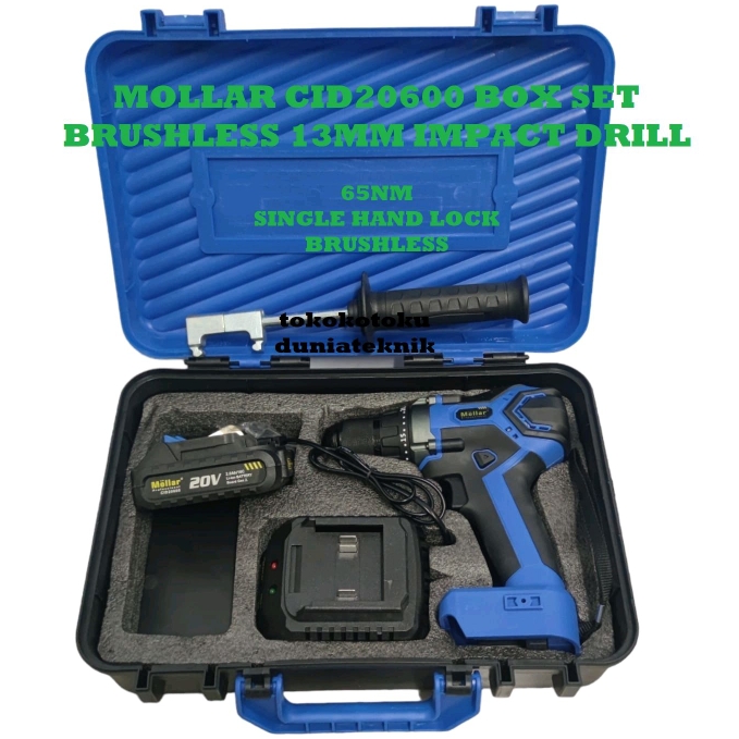 MOLLAR CID20600 Mesin Bor Cordless Brushless Impact Drill 20v / 13mm Chuck