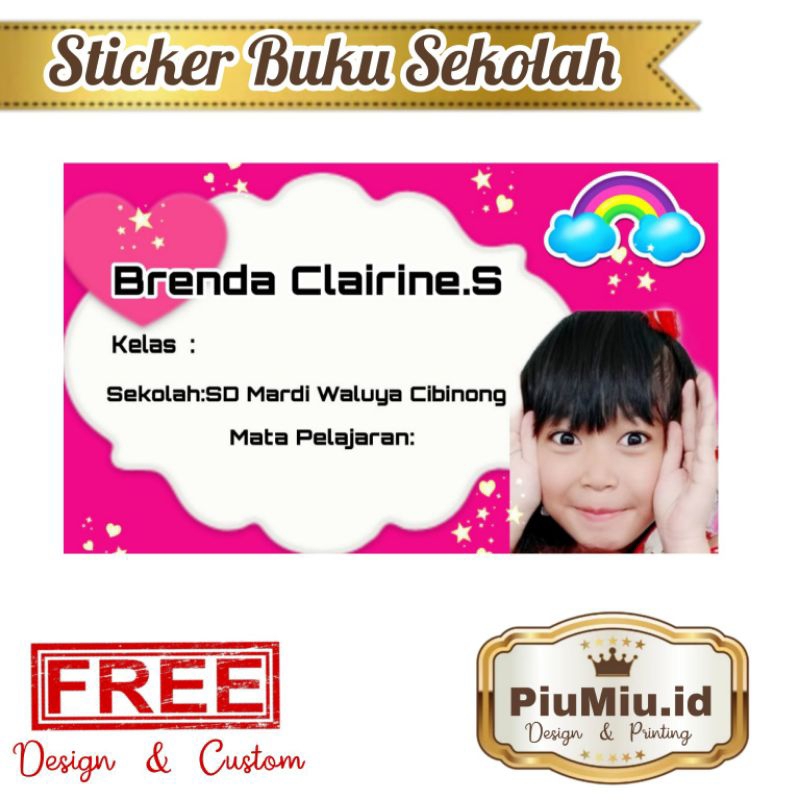 

(ISI 50 PCS) STICKER BUKU SEKOLAH MOTIF RAINBOW PINK
