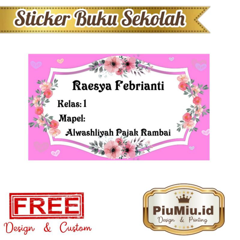

(ISI 50 PCS) STICKER BUKU SEKOLAH MOTIF BUNGA