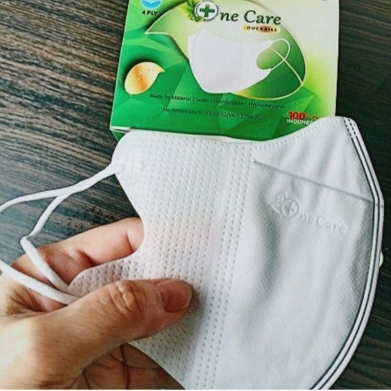 Gigikbunga One Care Masker Duckbill Garis 4 Ply Isi 50 Pcs Disposable Mask Dewasa Hitam/ Putih
