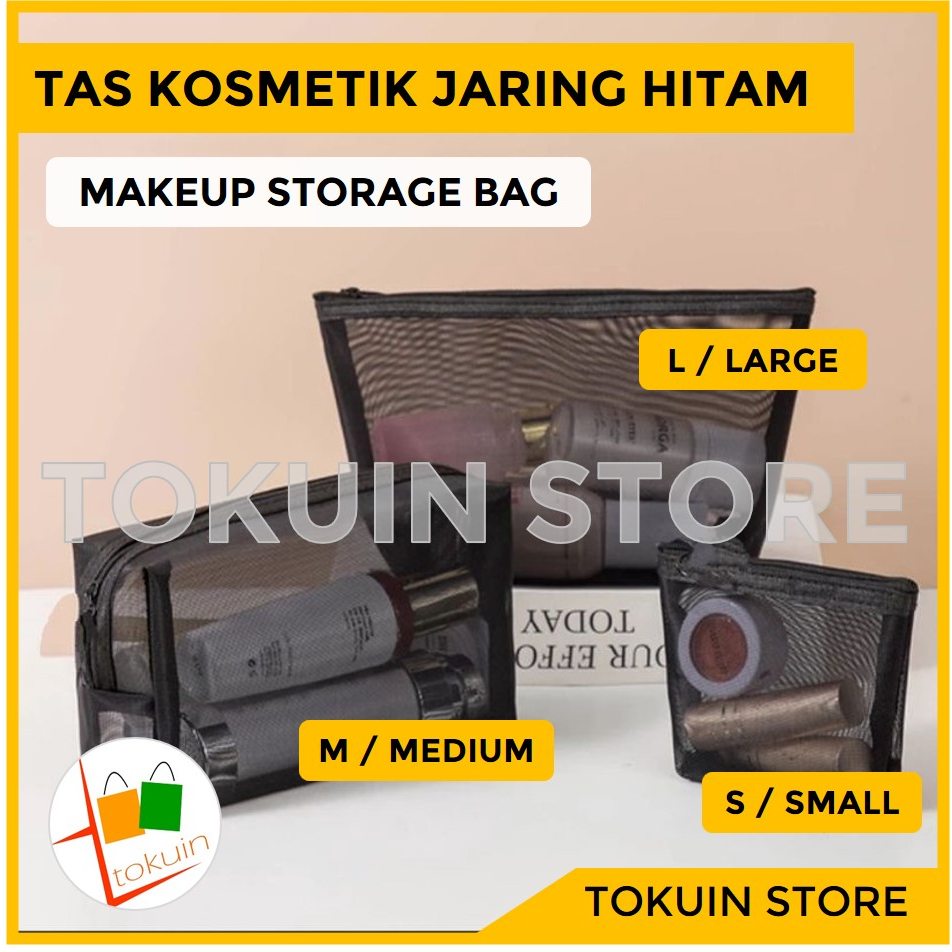 Tas Kosmetik Make Up Jaring Transparan Travel Wash Bag Pouch Makeup