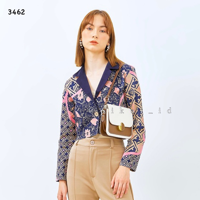 Pikoi_id / Setelan batik wanita modern lengan panjang semi blazer / set batik rok kantor 316 PANJANG