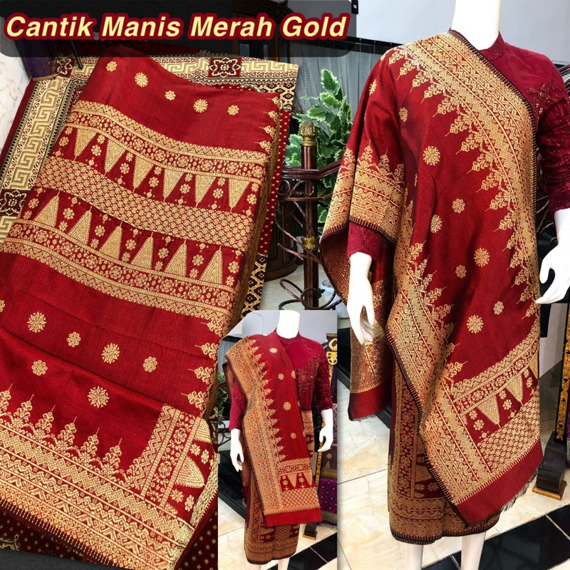 Songket Cantik Manis Exclusive Merah Gold /songket tenun asli palembang /ilham songket palembang /so