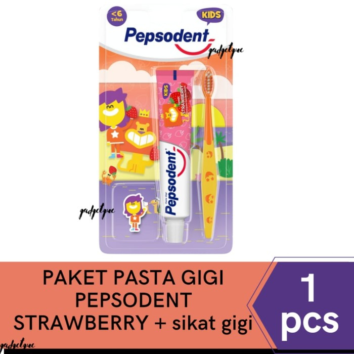pasta gigi anak pepsodent sikat gigi anak pepsodent set stroberi  pepsoden anak original murah