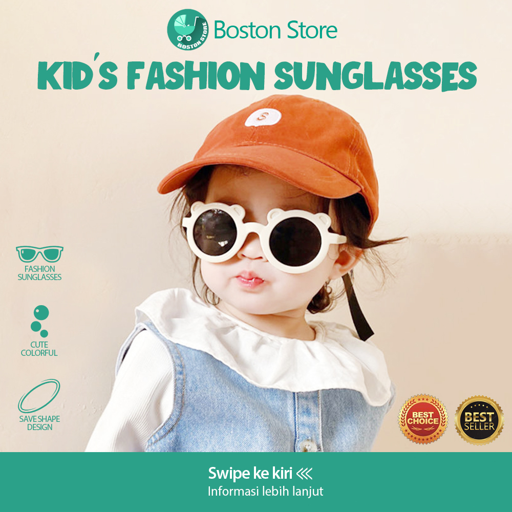 Bostonstore Bingkai Bulat Anak Kacamata Hitam Imut-imut Bayi Kacamata Hitam