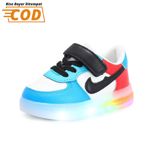 SH2325 Sepatu sneakers LED lampu anak ringan fashion kasual size 21 - 30 untuk anak 1 sd 6 tahun