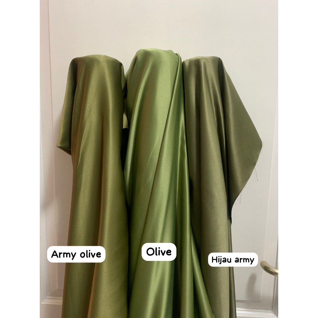 Kain Bahan Satin Velvet Premium Meteran Grade A Warna Hijau Army