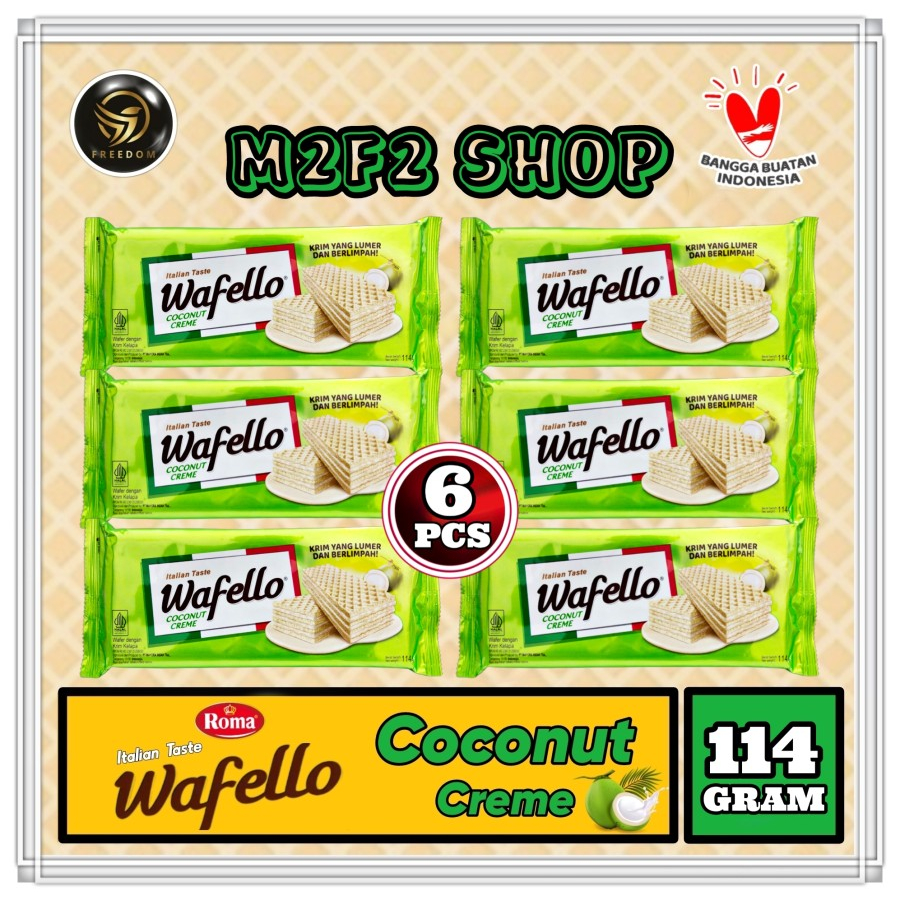 

Roma Wafer Wafello Coconut Creme | Krim Kelapa - 114 gr (Kemasan 6 Pcs)