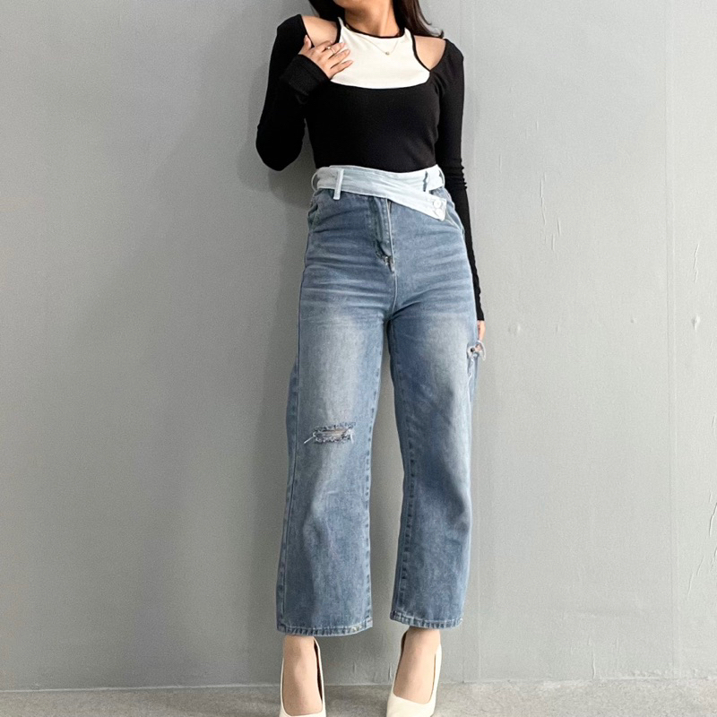 [LUXE.DLABEL] - Jeans 149 | Celana Panjang Highwaist Wanita Jeans Import Premium Quality Jeans Wanita Polos Ripped Jeans Highwaist Jeans Wanita Bangkok Skinny Jeans Highwaist Baggy Wideleg Jeans Kulot jeans Boyfriend Jeans Kargo Jeans Cargo jeans BKK