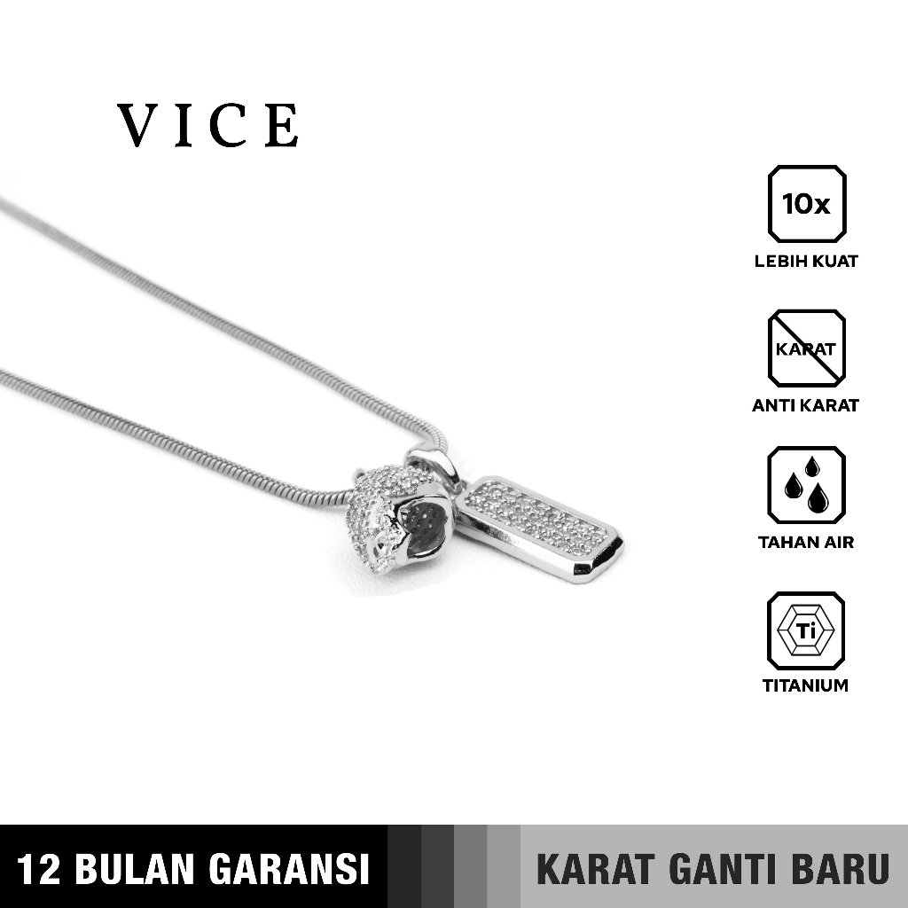 Emrys Liontin Set VICE Titanium Anti Karat Kalung Titanium Pria Wanita