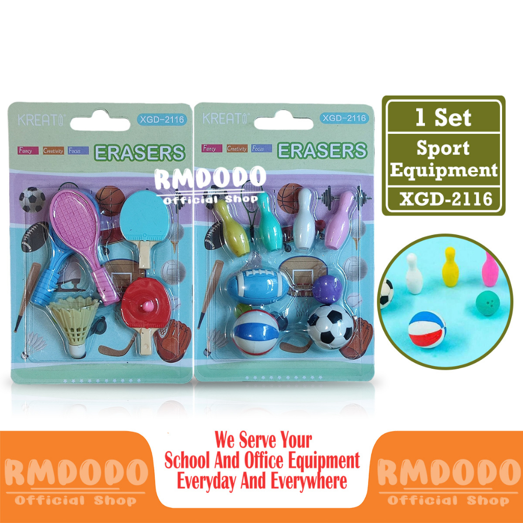 

Rmdodo - Penghapus Pensil Murah [1 Set - 5/8 Pcs Penghapus] / Hapusan Sport Equipment / Eraser Pensil XGD-2116