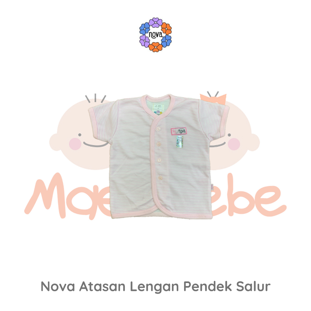 [Size Newborn] Nova Baby Atasan Kancing Tengah Pendek Salur Baju Bayi