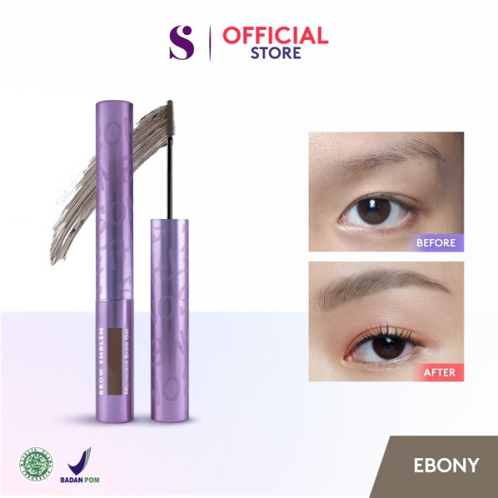 Maskara Alis Brow Emblem Microcara Tahan Lama Pensil Alis Maskara Simple Eyebrow Mascara Waterproof 
