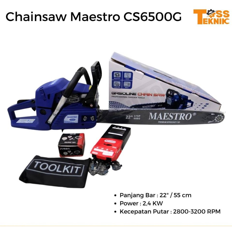 Gergaji Kayu Mesin 22 Inch Maestro CS6500G Chainsaw 22 ", Sensor , Senso