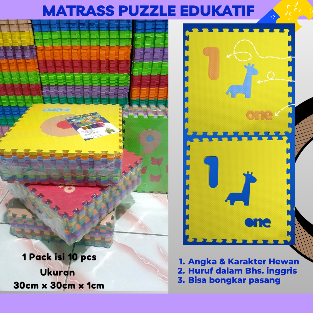 Karpet Puzzle Anak 30cm x 30cm x 1cm Alas Bermain Edukasi Anak KARAKTER