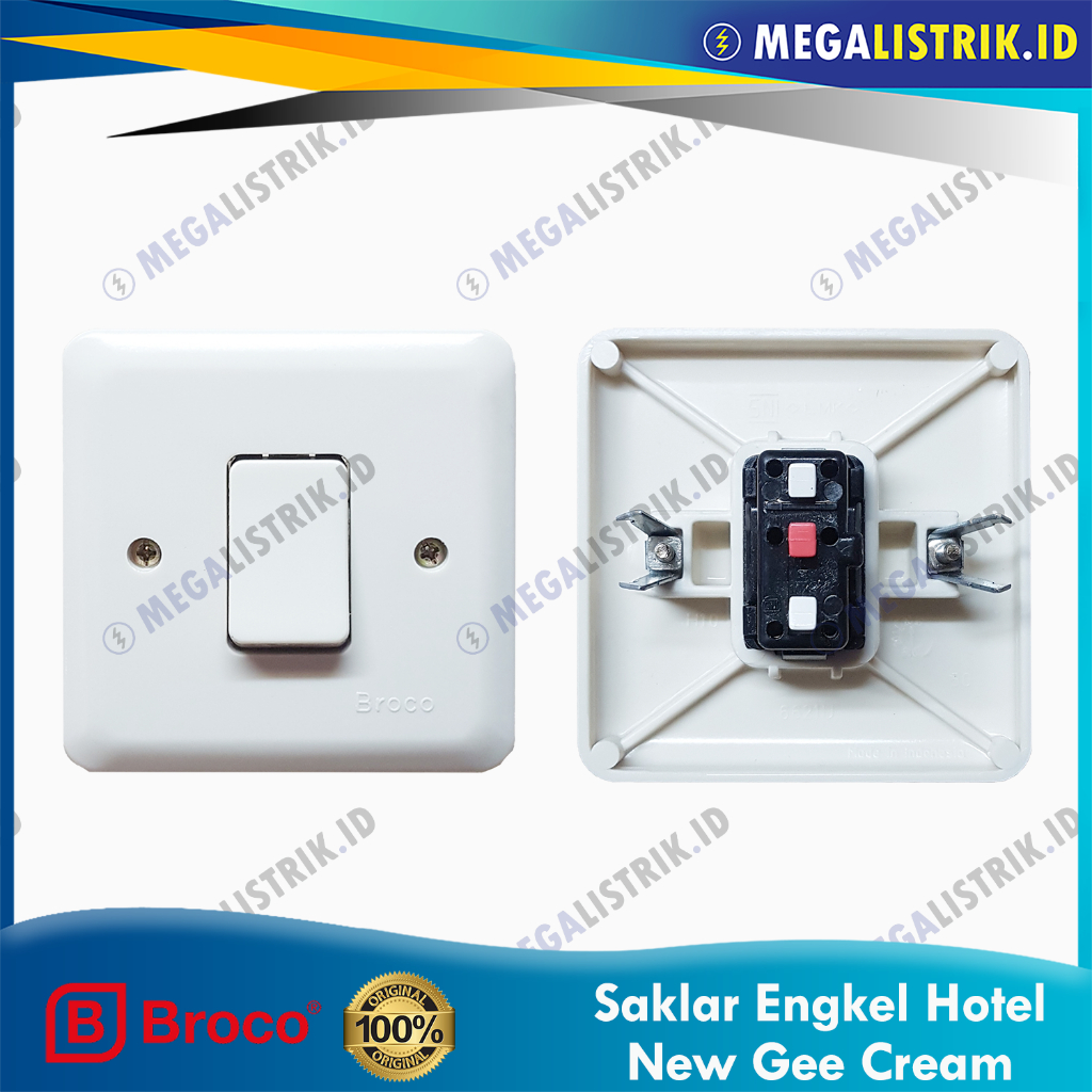 BROCO SAKLAR ENGKEL HOTEL NEW GEE INBOW CREAM 5163-11 / SAKELAR SINGLE 2 ARAH UREA IB KREM 516311