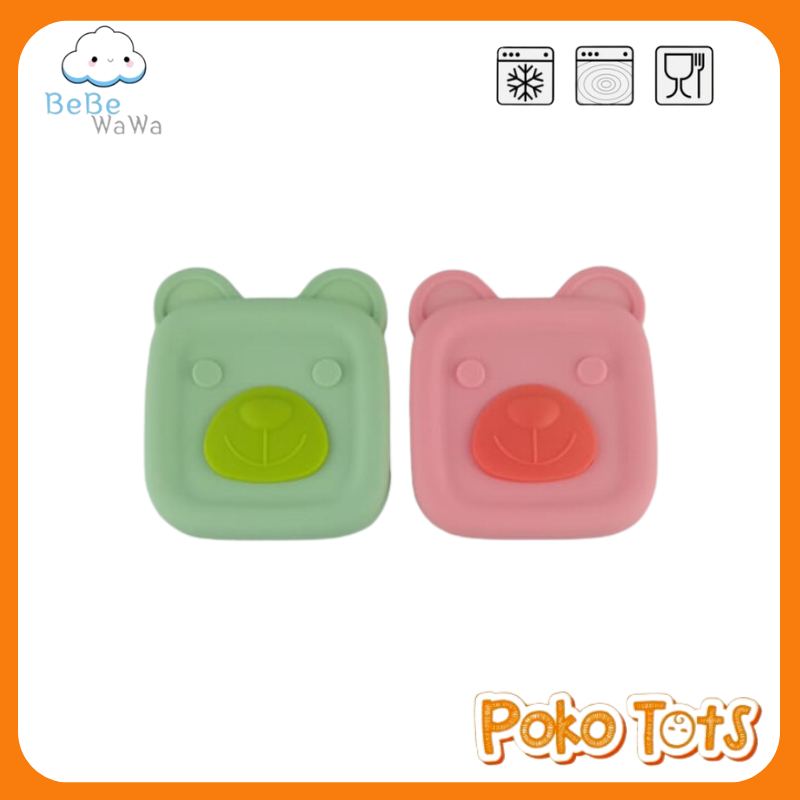 Bebe Wawa Glass Food Container 180ml Isi 2Pcs BW007-2 Tempat Makanan Bayi Takaran Ukuran Garis Takar WHS