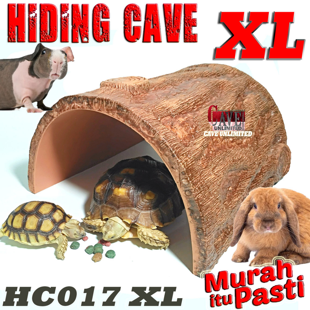 HC017XL HIDINGCAVE SPOT REPTILE BESAR GOA TEMPAT SEMBUNYI RUMAH TORTOISE TURTLE KURA DARAT SULCATA P