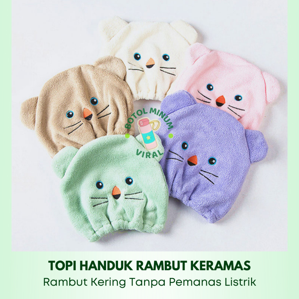 Topi Handuk Keramas Rambut Microfiber Head Towel Fast Dry Hair