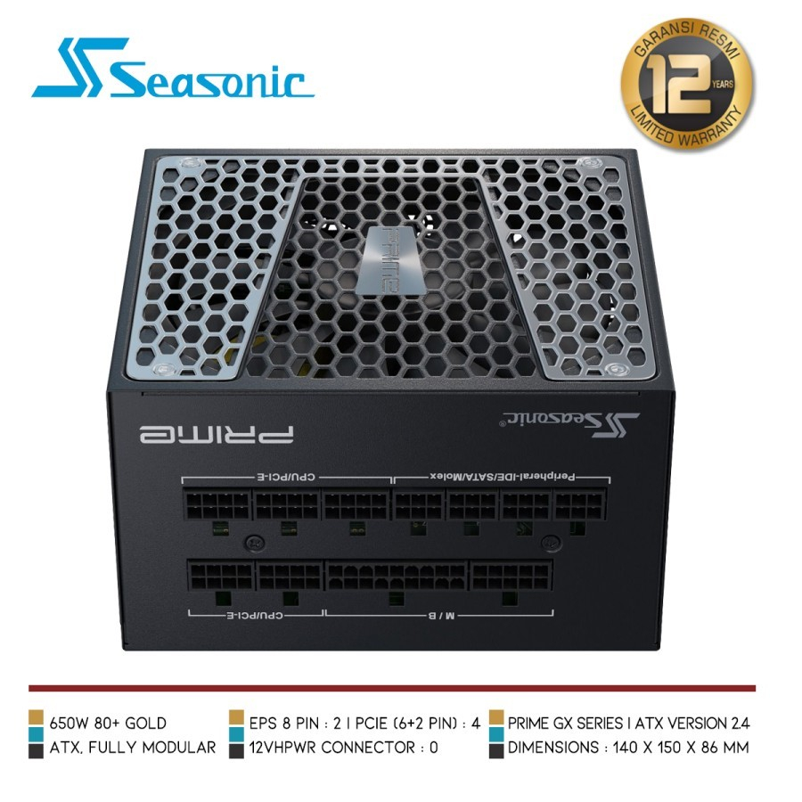 Seasonic Prime Gold GX-650 650W 80+ Gold Full Modular - PSU