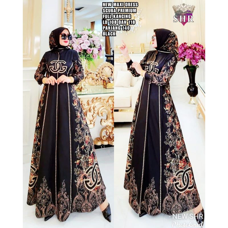 MAXI DRESS SCUBA BUNGA SHR