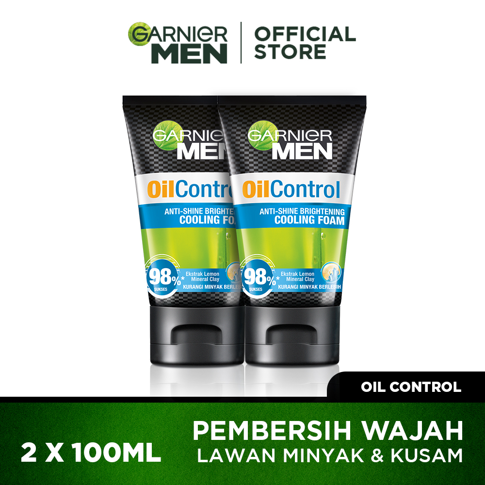 (PAKET HEMAT ISI 2) Garnier Men Turbolight Oil Control Cooling Foam Skin Care - 100ml (Perawatan Pria Untuk Kulit Wajah Berminyak)