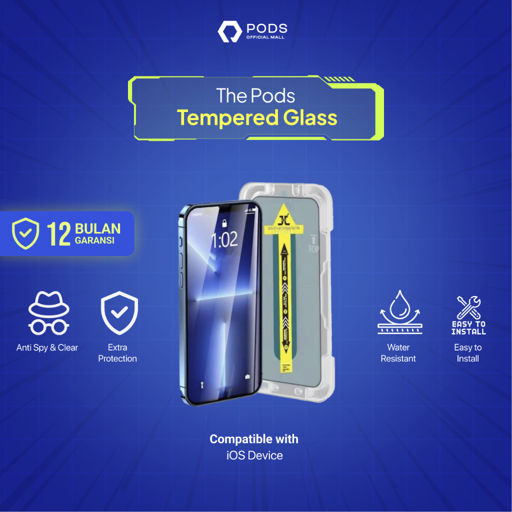 [TERMURAH!] Tempered Glass Axian x Pods Indonesia iPhone - X XR XS 11 12 13 14 Pro Max I Anti Gores &amp; Anti Spy I Screen Guard