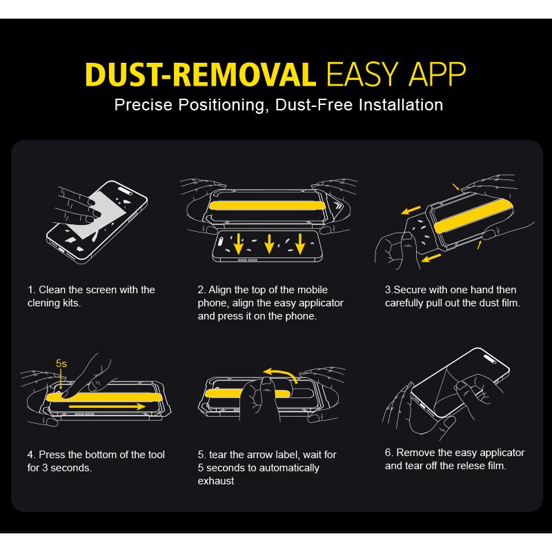 Tempered Glass Automatic Dust Free Magic For Iphone 15 14 Pro Max 13 12 11 X Xs Xr Xs Max Screen Protector Installation Kit Tool