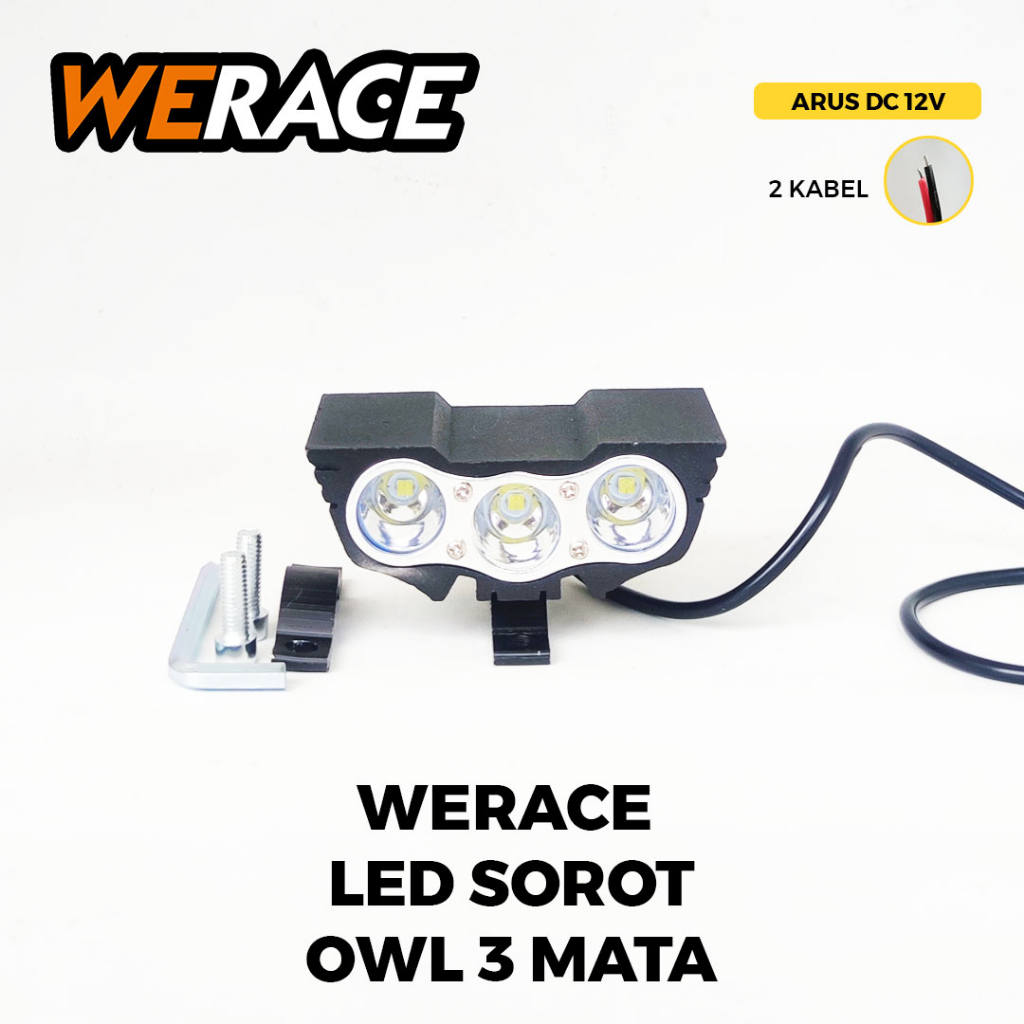 [WERACE] LAMPU LED SOROT/LAMPU TEMBAK OWL 3 MATA 3 MODE BODY BESI / OWL 2 MATA HORNED 40W D2