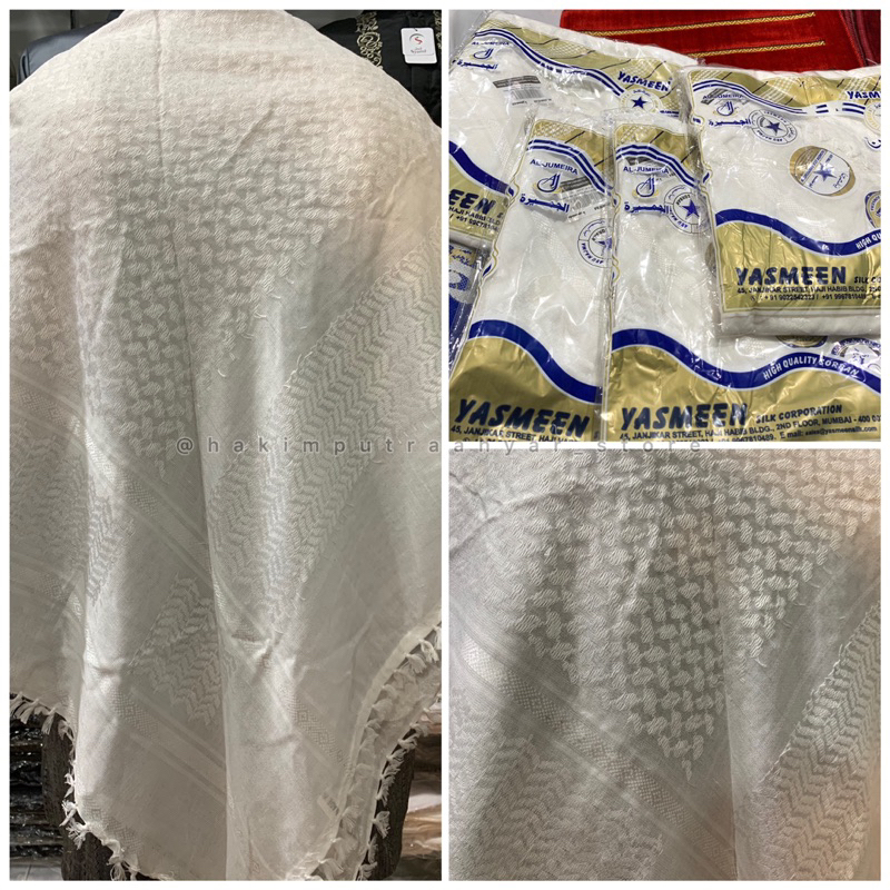 Sorban Putih Dan Hitam Polos Yasmeen | Surban Syal Import Dan Lokal Putih Koncer | Sorban Shawl Sant