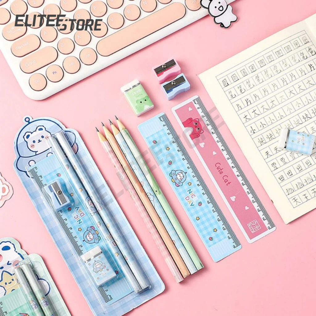 ELITEE - Paket Alat Tulis Anak Set Karakter Stationery Sekolah Perlengkapan Tulis Souvenir Ultah Goodie Bag / Stationery Set Tas Melukis Set / Alat Tulis Sekolah Karakter