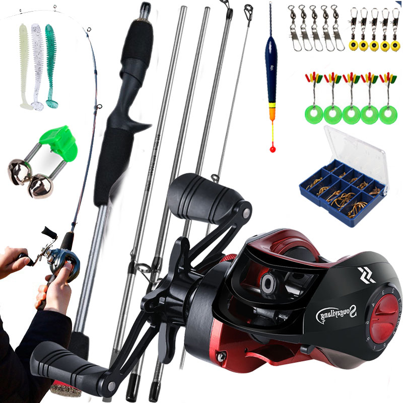 Pancing Set 1.8M Casting Fishing Rod 18+1 7.2:1 Rasio Gear Fishing Reel Magnetik Baitcasting Reel Memancing Baris Lure Set Max Drag 10kg